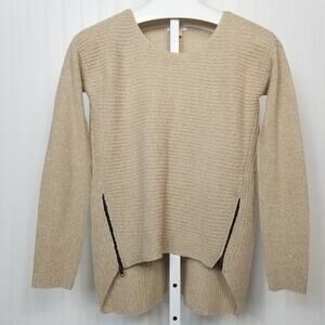 Bar III Zipper Accent Sweater Beige Small